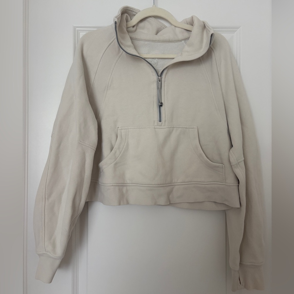 Lululemon scuba Cropped Half-Zip Hoodie - Cream